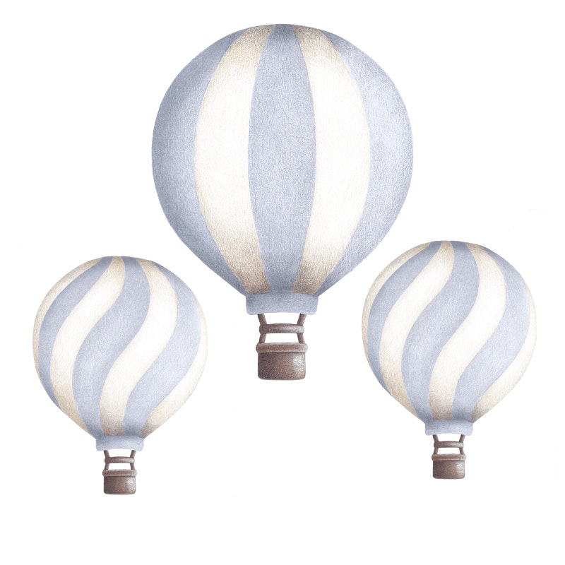 Himmelblå luftballonger vintage väggklistermärken, Stickstay Väggklistermärke i form av blå luftballonger