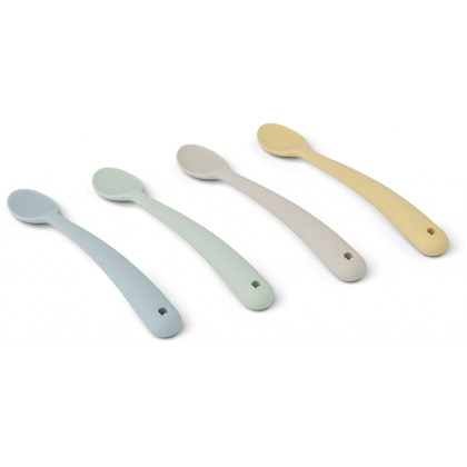 Liewood, Siv silicone spoon set of 4, Dusty mint multi mix