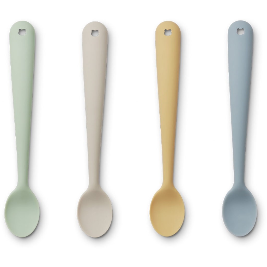 Liewood, Siv silicone spoon set of 4, Dusty mint multi mix 