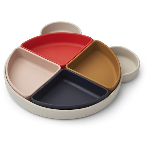 Liewood, Arne silicone divider plate, Mr Bear sandy multi mix