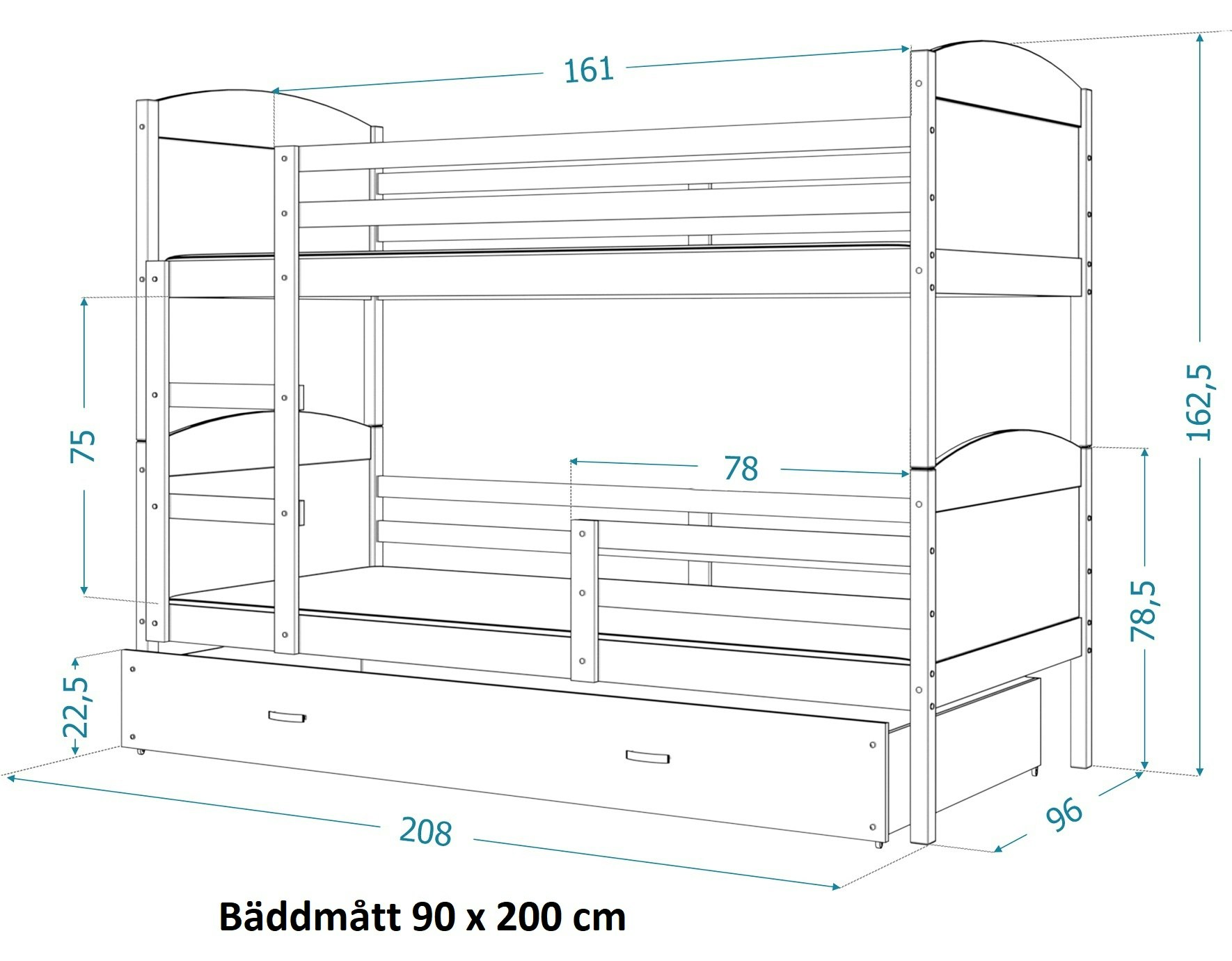 Bunk bed with 3 beds, Felix Bunk bed with 3 beds, Felix