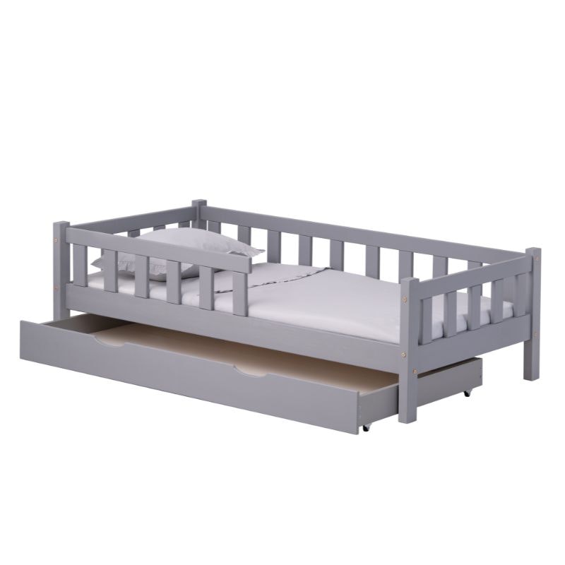 Junior bed with storage drawer Henri, grey Junior bed with storage drawer Henri, grey