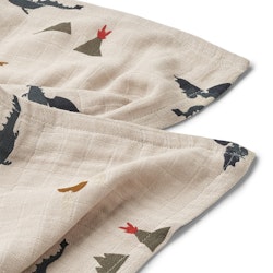 Liewood, Lewis snuttefilt 2-pack, Little dragon dark sandy mix
