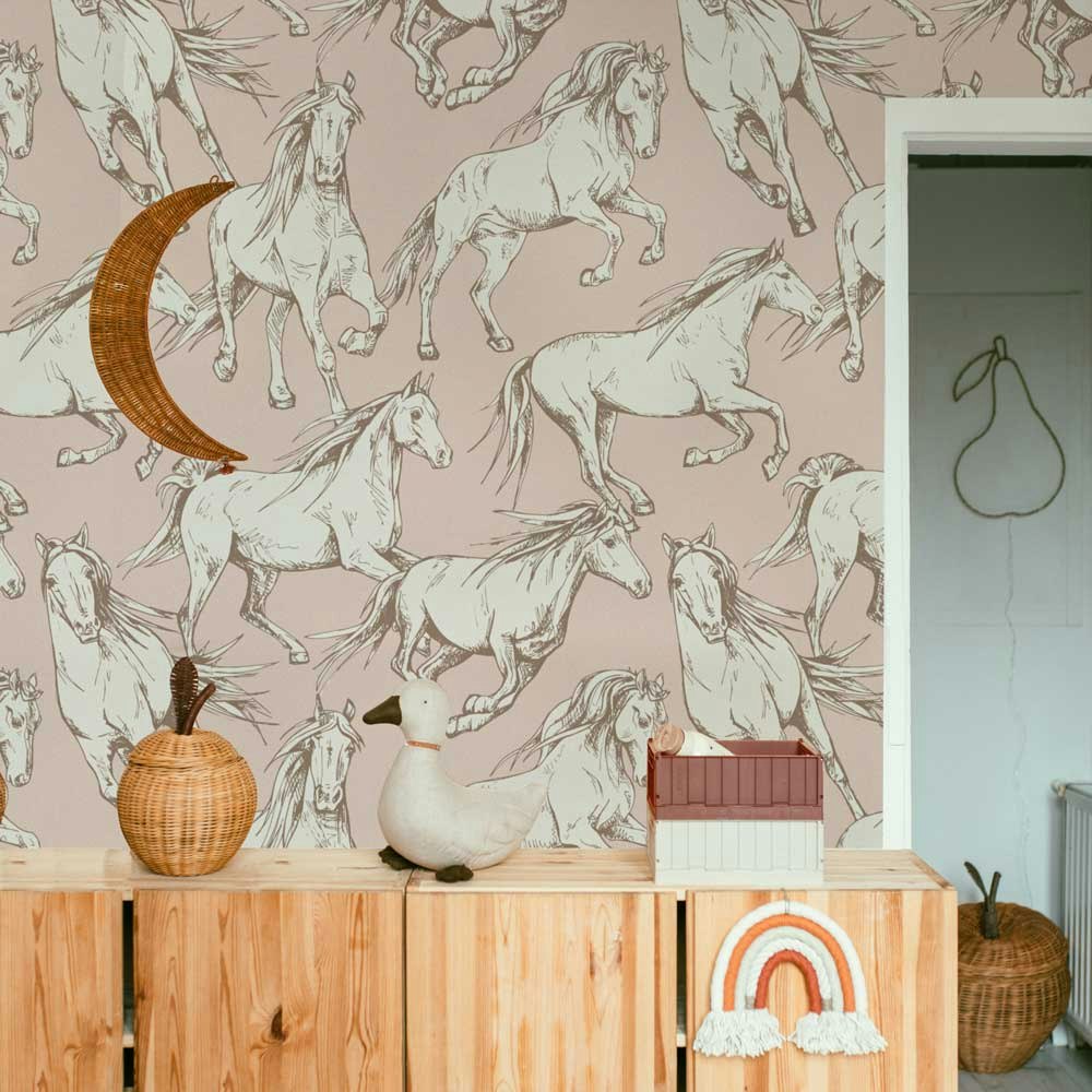 Dekornik, Wallpaper Horses Pink 