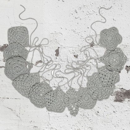 Numero 74, crochet garland for the children's room, Silver grey