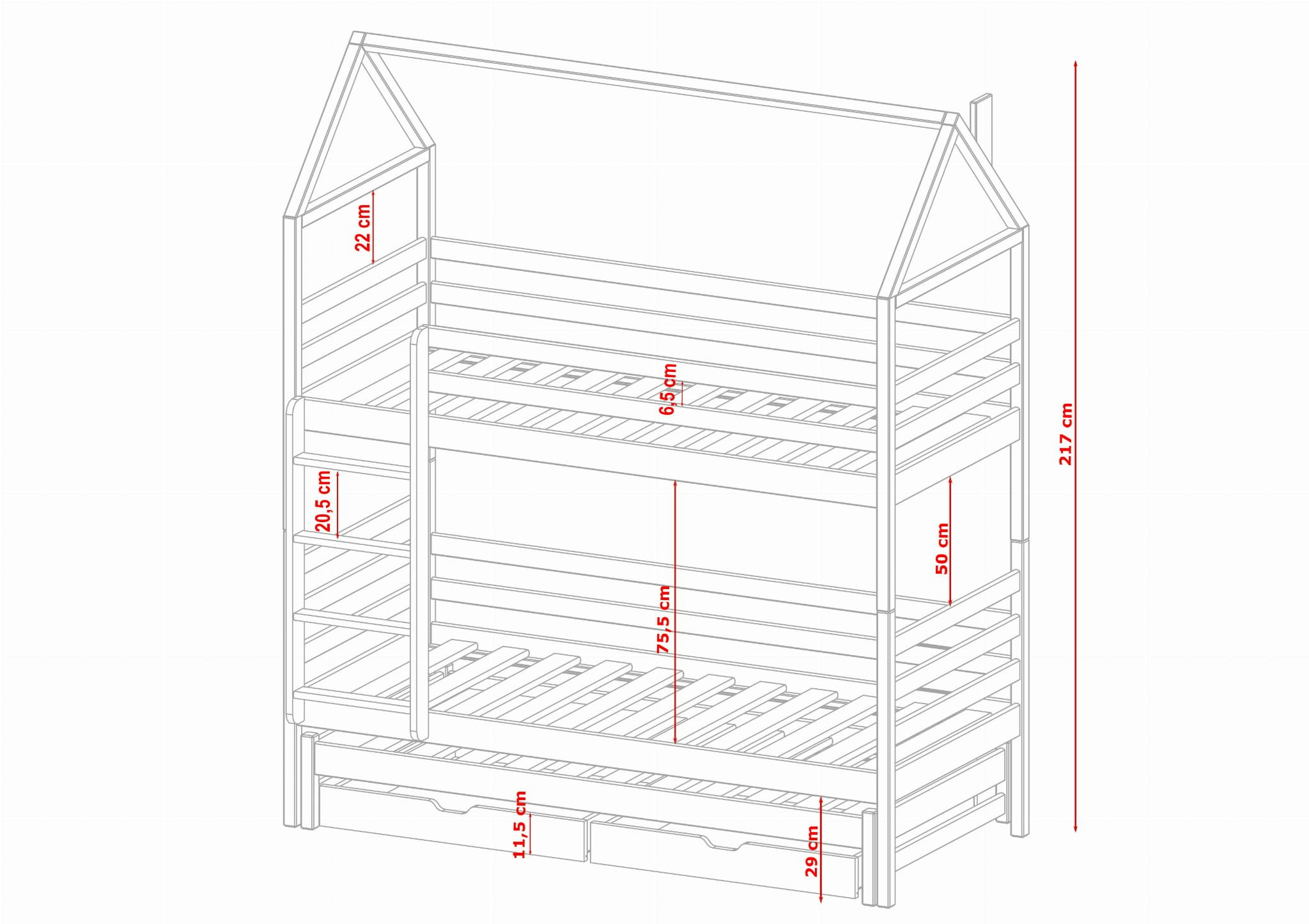 House bed bunk bed with three beds Dylan House bed bunk bed with three beds Dylan