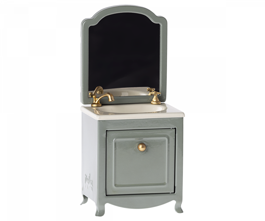 Maileg, sink dresser with mirror, dark mint 