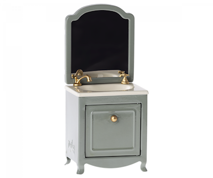 Maileg, sink dresser with mirror, dark mint