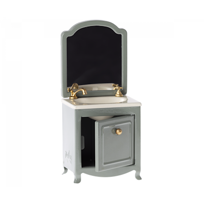 Maileg, sink dresser with mirror, dark mint