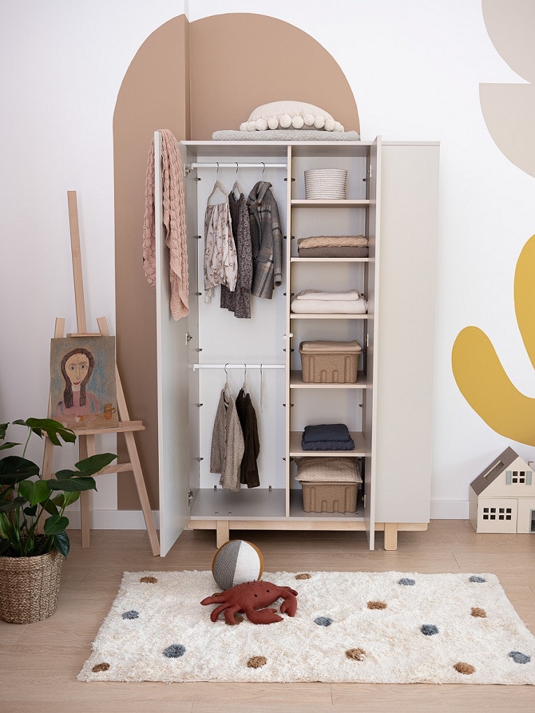 Woodluck, garderob med bokhylla, BASIC Garderob med mycket förvaring till barnrrummet