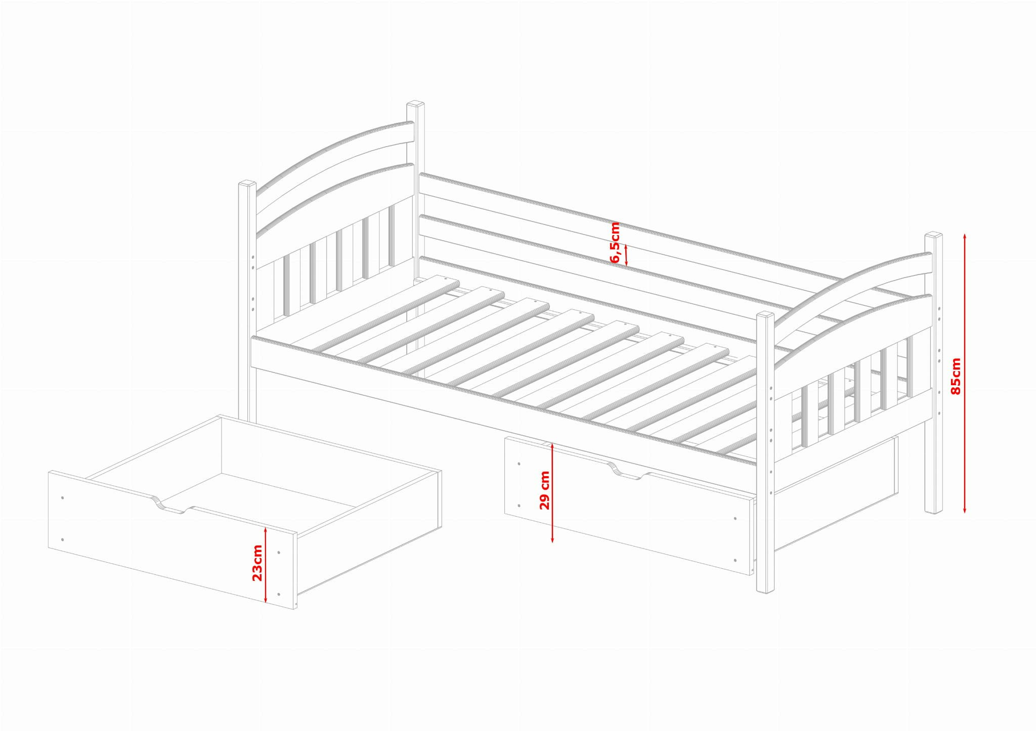 Children's bed with barrier, daybed Tuva Children's bed with barrier, daybed Tuva