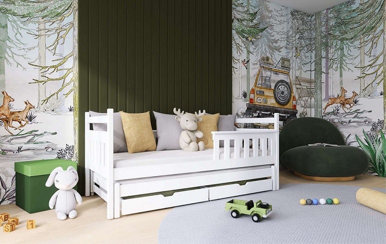 Children's bed with barrier and extra bed, Denize Children's bed with barrier and extra bed, Denize