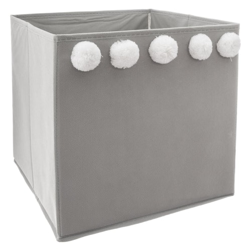 Storage basket Grey pompoms