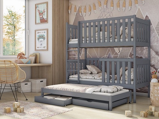 Bunk bed with barrier and three beds Ebba Bunk bed with barrier and three beds Ebba