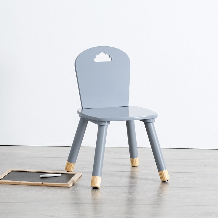 Grey wooden chair for the children's room 