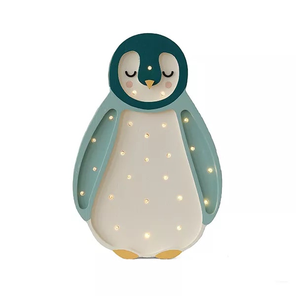 Little Lights, Night light for the children's room, Penguin turquoise/white 