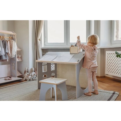 Playhouse with desk and chair