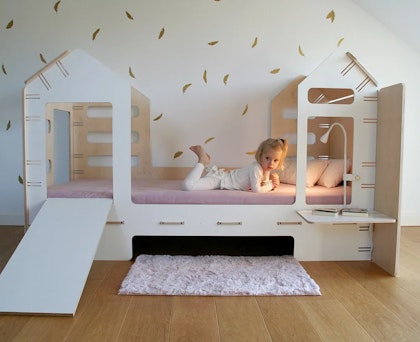 House bed with bedside table and slide, More than a bed