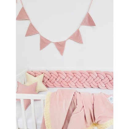 Bed bumper, slim braid - Dusty Pink