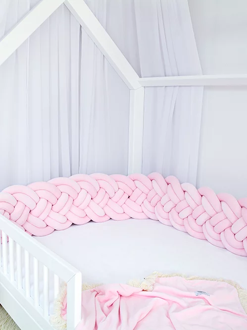Bed bumper, slim braid - Dusty Pink 