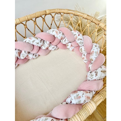 Bed bumper braided - Dusty Pink Boho Flowers