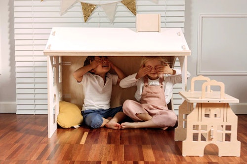 Playhouse with desk and chair