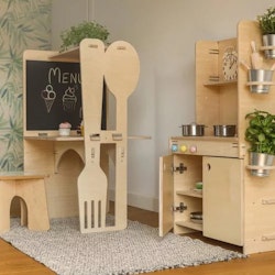 Mini kitchen with toy kitchen and kitchen island