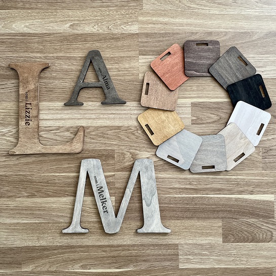 Personalized wall decoration, rustic wooden letter 
