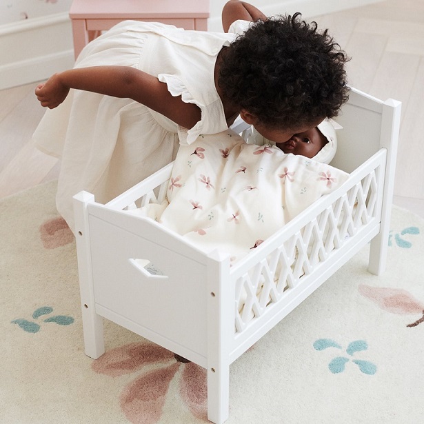 Cam Cam, Harlequin doll bed, dusty rose 