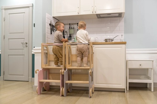 Buildable kitchen helper car, grey/natural