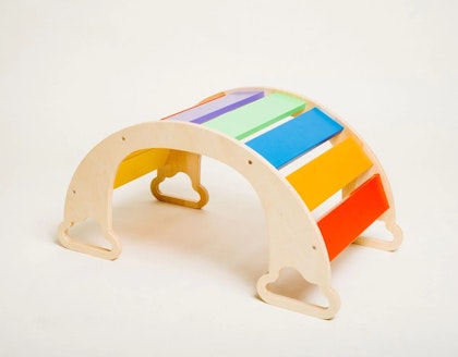 Climbing swing for the children's room, natural rainbow