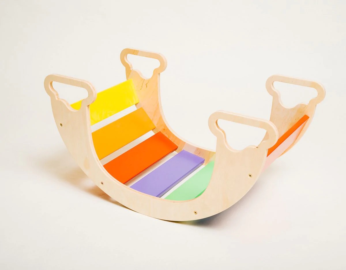 Climbing swing for the children's room, natural rainbow 