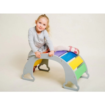 Climbing swing for the children's room, grey rainbow