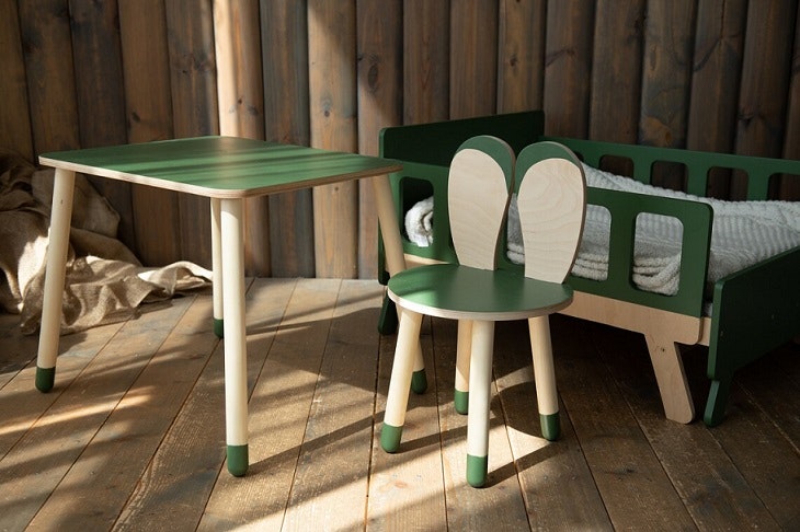 Furniture set rabbit chair with table, khaki 