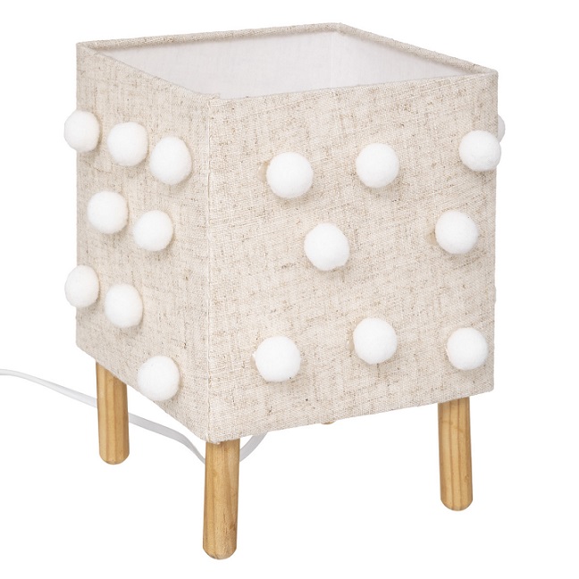 Table lamp with pompom linen, natural 