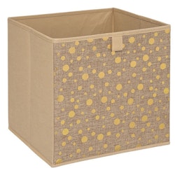 Förvaringskorg jute, caramel brown with golden dots