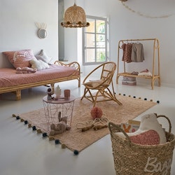 Bamboo ceiling lamp with pompoms