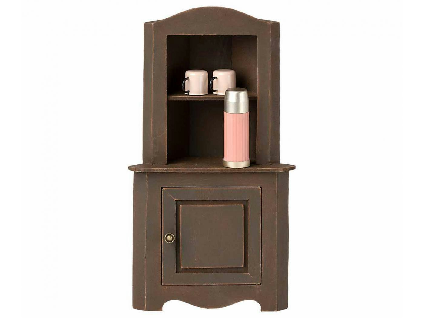 Maileg, Corner cabinet mini, brown 