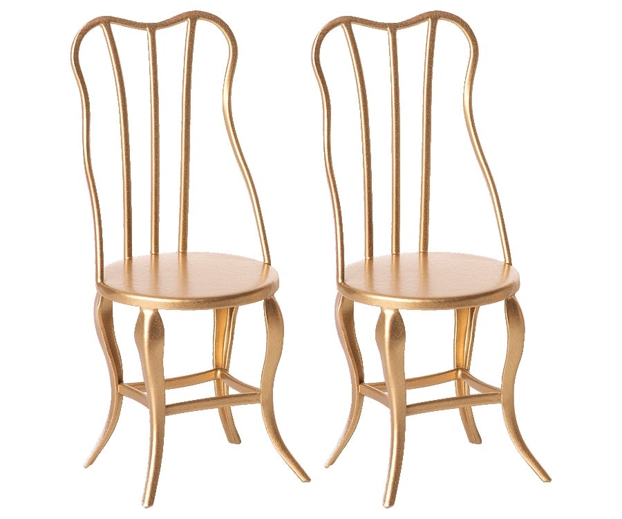 Maileg, chair Mouse set of 2, gold 