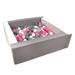 Rektangulärt grå/vit bollhav 80x80x30 cm (valfri bollfärg)