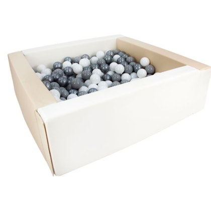 Square beige/white ball pit 80x80x30 cm (ball color of your choice)