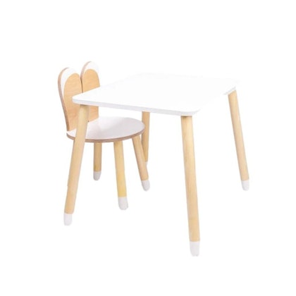 Möbelset kaninstol med bord, vit