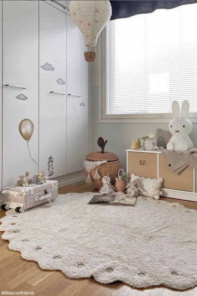 Lorena Canals round beige carpet for children's room, Picone Ivory 