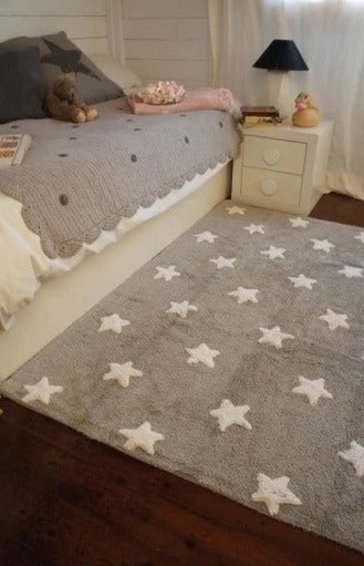 Lorena Canals carpet for children's room 120 x 160, grey stars 