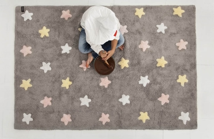 Lorena Canals matta till barnrummet 120 x 160, tricolor stars 
