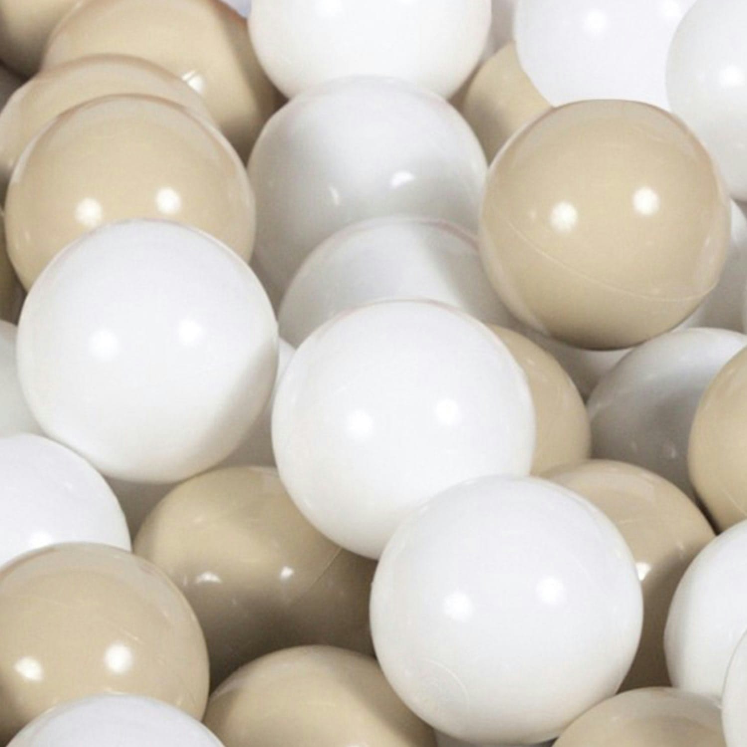 Meow, beige velvet ball pit with 200 balls, (white, beige) 