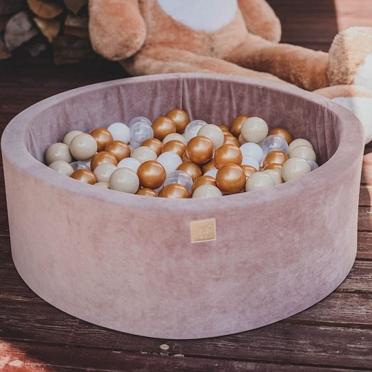 Meow, beige velvet ball pit with 250 balls, Teddy 