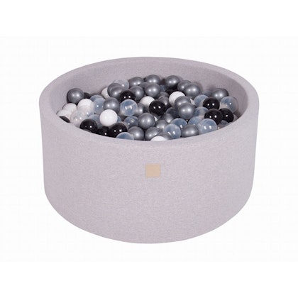 Meow, light grey ball pit 90x40 with 300 balls (white, black, transparent, silver)
