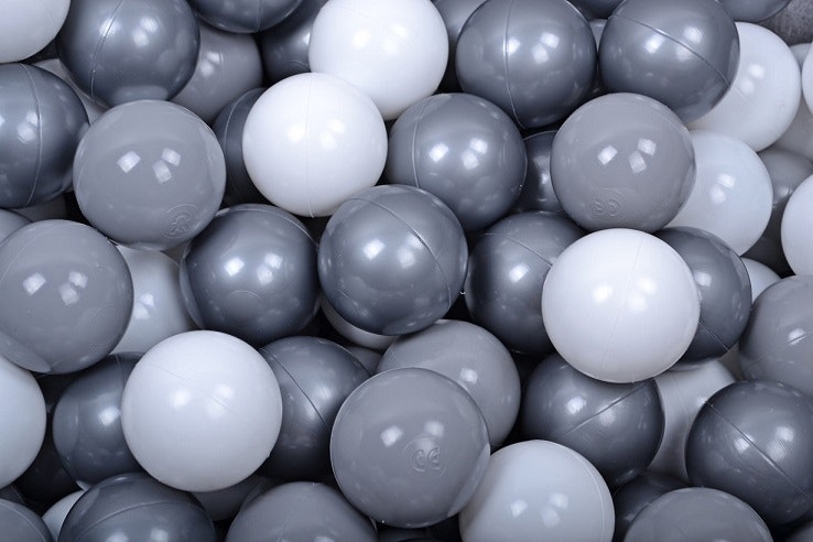 Meow, light grey ball pit 90x40 with 300 balls (white, silver, grey) 