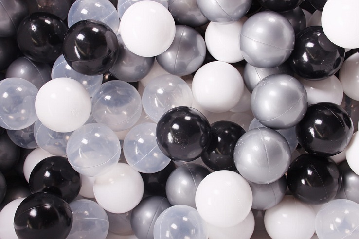 Meow, light grey ball pit 90x40 with 300 balls (white, black, transparent, silver) 